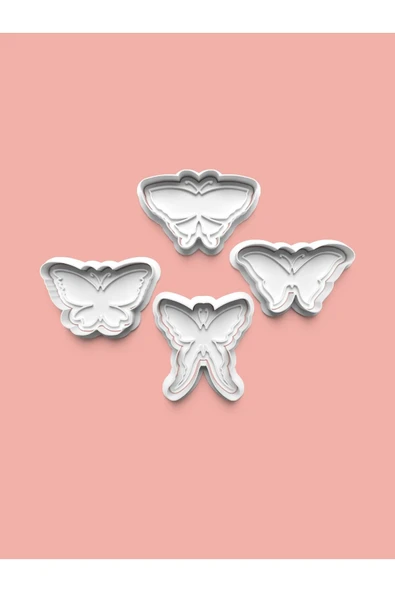 Kelebekler Kurabiye Kalıbı Ve Şeker Hamuru Kalıbı 4'lü Set ürün görseli