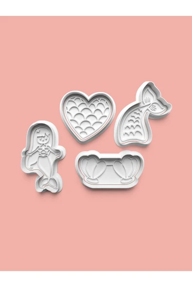 Deniz Kızı Kurabiye Kalıbı Ve Şeker Hamuru Kalıbı 4'lü set ürün görseli