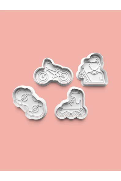 Paten Kaykay Kurabiye Kalıbı Ve Şeker Hamuru Kalıbı 4'lü set ürün görseli