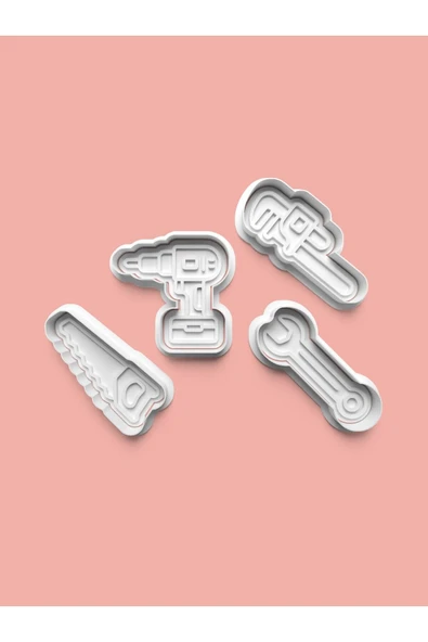 Tamir Aletleri Kurabiye Kalıbı Ve Şeker Hamuru Kalıbı 4'lü set ürün görseli