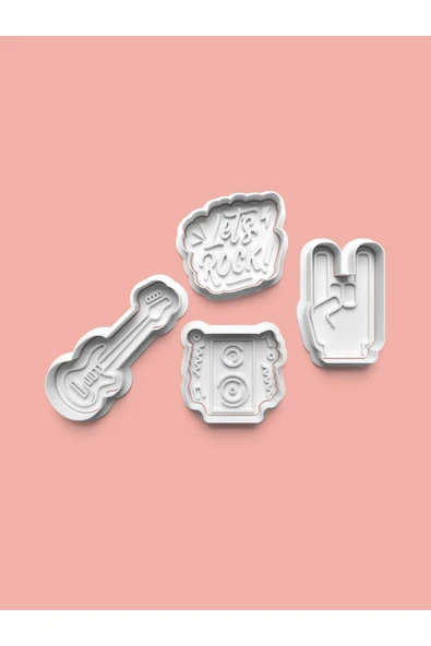 Rock Müzik Kurabiye Kalıbı Ve Şeker Hamuru Kalıbı 4'lü set ürün görseli