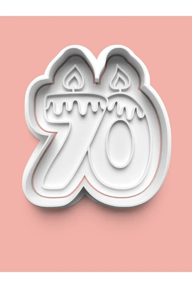 Mum Figürlü Yetmiş Rakamı Kurabiye Kalıbı Ve Şeker Hamuru Kalıbı - 70 Numara ürün görseli