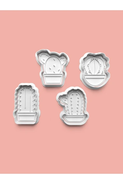 Kaktüs Çiçeği Kurabiye Kalıbı Ve Şeker Hamuru Kalıbı 4'lü set ürün görseli
