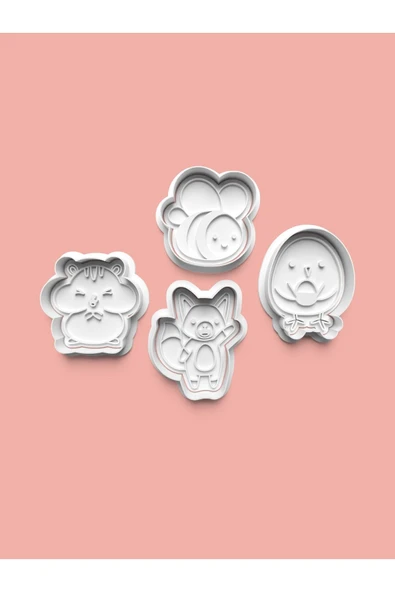 Hayvan Figürleri Kurabiye Kalıbı Ve Şeker Hamuru Kalıbı 4'lü set ürün görseli