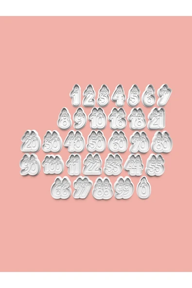 Mum Figürlü Rakamlar Kurabiye Kalıbı Ve Şeker Hamuru Kalıbı - Görseldeki Tüm Sayılar ürün görseli