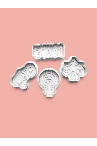 Feminizm Kurabiye Kalıbı Ve Şeker Hamuru Kalıbı 4'lü Set ürün görseli