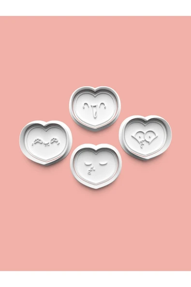 Sevimli Kalpler Kurabiye Kalıbı Ve Şeker Hamuru Kalıbı 4'lü set ürün görseli