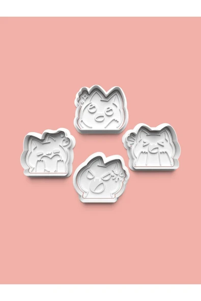 Düşünceli Kedi Kurabiye Kalıbı Ve Şeker Hamuru Kalıbı 4'lü set ürün görseli