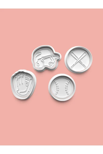 Beyzbol Kurabiye Kalıbı Ve Şeker Hamuru Kalıbı 4'lü set ürün görseli