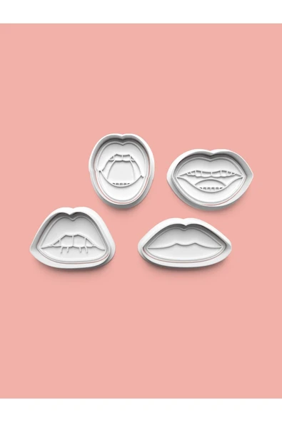 Dudak Kurabiye Kalıbı Ve Şeker Hamuru Kalıbı 4'lü set ürün görseli
