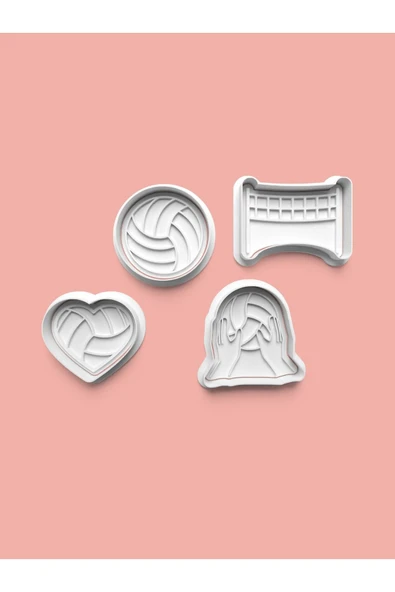 Voleybol Kurabiye Kalıbı Ve Şeker Hamuru Kalıbı 4'lü set ürün görseli