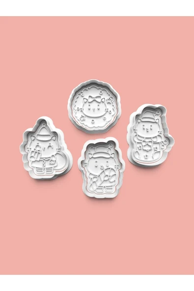 Süslü Kedi Kurabiye Kalıbı Ve Şeker Hamuru Kalıbı 4'lü set ürün görseli