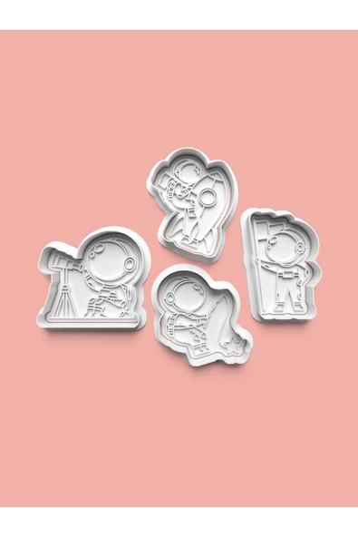 Astronot Çocuk Kurabiye Kalıbı Ve Şeker Hamuru Kalıbı 4'lü set ürün görseli