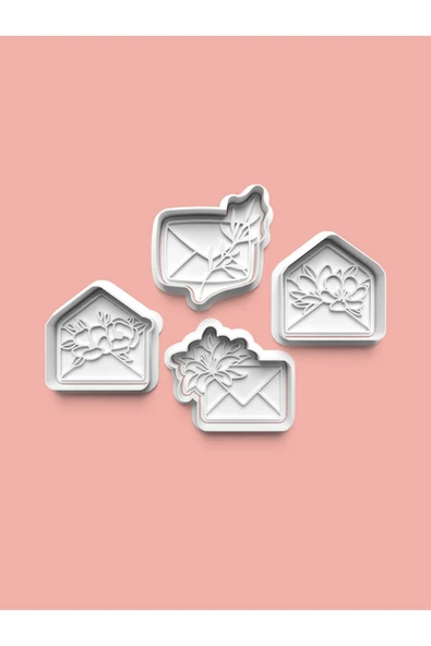 Zarf Çiçekleri Kurabiye Kalıbı Ve Şeker Hamuru Kalıbı 4'lü Set ürün görseli