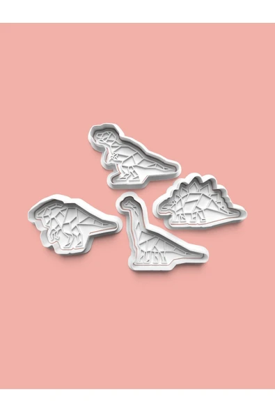 Dinozor Kurabiye Kalıbı Ve Şeker Hamuru Kalıbı 4'lü Set ürün görseli