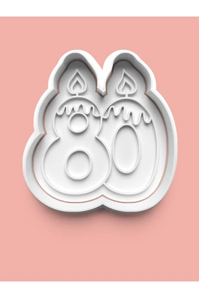 Mum Figürlü Seksen Rakamı Kurabiye Kalıbı Ve Şeker Hamuru Kalıbı - 80 Numara ürün görseli