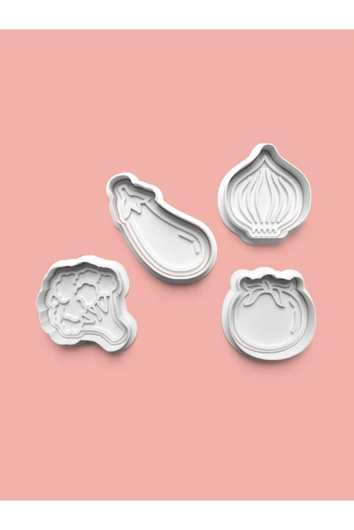 Sebze Figürü Kurabiye Kalıbı Ve Şeker Hamuru Kalıbı 4'lü set ürün görseli
