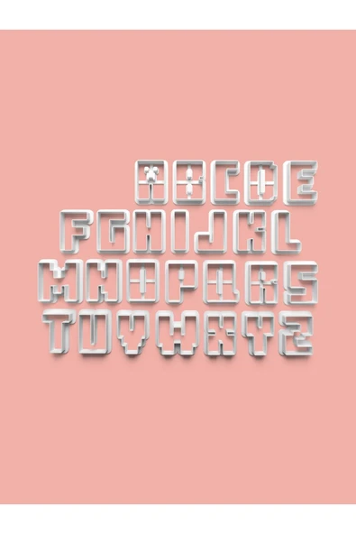 Minecraft Alfabe Seti Kurabiye Kalıbı Ve Şeker Hamuru Kalıbı-Tüm Harfler-26'lı set ürün görseli