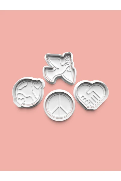 Barış Teması Kurabiye Kalıbı Ve Şeker Hamuru Kalıbı 4'lü Set ürün görseli