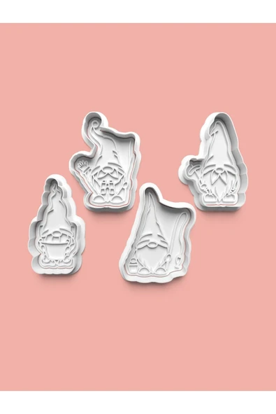 Kampçı Cüce Kurabiye Kalıbı Ve Şeker Hamuru Kalıbı 4'lü Set ürün görseli