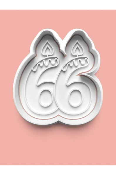 Mum Figürlü Altmış Altı Rakamı Kurabiye Kalıbı Ve Şeker Hamuru Kalıbı - 66 Numara ürün görseli