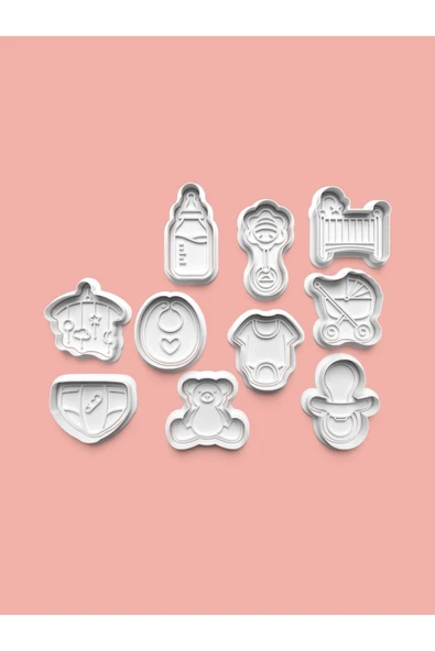 Bebek Seti Kurabiye Kalıbı Ve Şeker Hamuru Kalıbı 10'lu Set ürün görseli