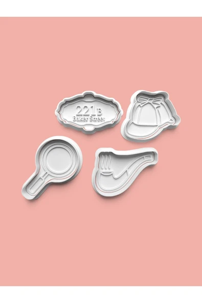 Sherlock Holmes Kurabiye Kalıbı Ve Şeker Hamuru Kalıbı 4'lü set ürün görseli
