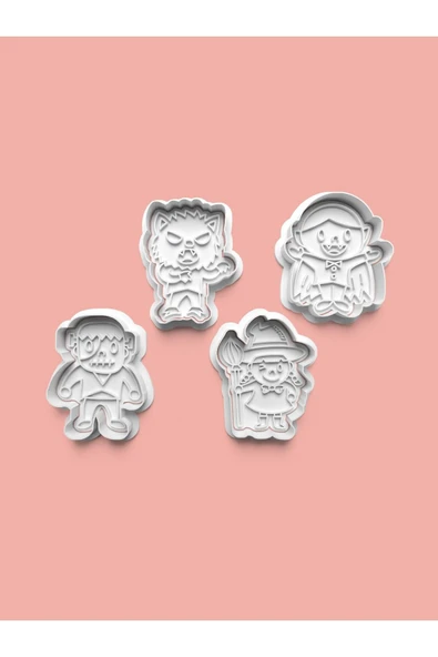 Cadı Kostümü Kurabiye Kalıbı Ve Şeker Hamuru Kalıbı 4'lü set ürün görseli