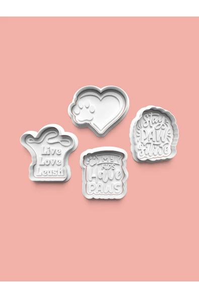 Köpek Aşkı Kurabiye Kalıbı Ve Şeker Hamuru Kalıbı 4'lü set ürün görseli