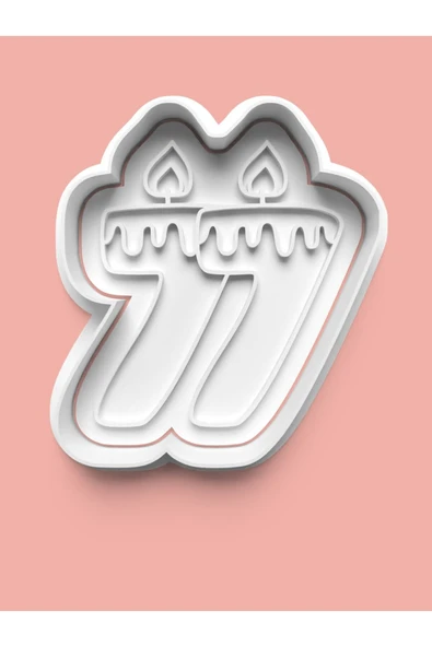 Mum Figürlü Yetmiş Yedi Rakamı Kurabiye Kalıbı Ve Şeker Hamuru Kalıbı - 77 Numara ürün görseli