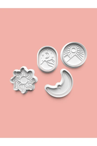 Ay-Güneş-Yıldız Figürü Kurabiye Kalıbı Ve Şeker Hamuru Kalıbı 4'lü set ürün görseli