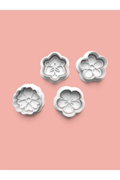 Çiçekler Kurabiye Kalıbı Ve Şeker Hamuru Kalıbı 4'lü set ürün görseli