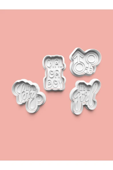 Cinsiyet Teması Kurabiye Kalıbı Ve Şeker Hamuru Kalıbı 4'lü set ürün görseli
