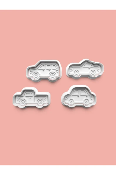Arabalar Kurabiye Kalıbı Ve Şeker Hamuru Kalıbı 4'lü set ürün görseli