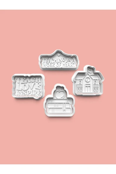 Öğretmenler Günü Kurabiye Kalıbı Ve Şeker Hamuru Kalıbı 4'lü Set ürün görseli