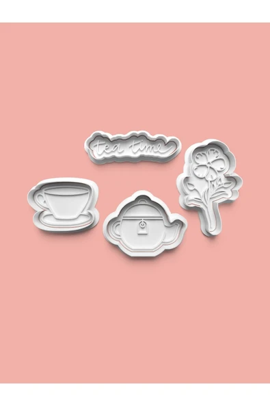 Çay Zamanı Kurabiye Kalıbı Ve Şeker Hamuru Kalıbı 4'lü set