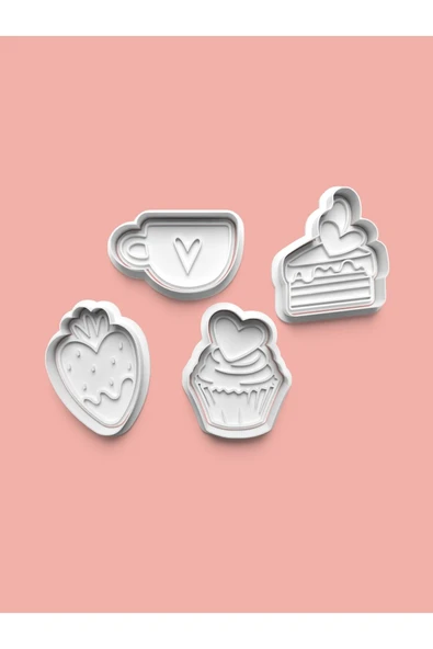 Kalpli Figürler Kurabiye Kalıbı Ve Şeker Hamuru Kalıbı 4'lü set ürün görseli