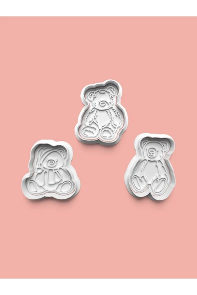 Sevimli Ayıcık Kurabiye Kalıbı Ve Şeker Hamuru Kalıbı 3'lü set ürün görseli