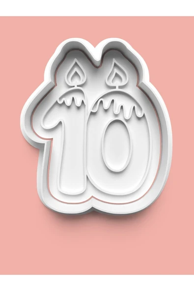 Mum Figürlü On Rakamı Kurabiye Kalıbı Ve Şeker Hamuru Kalıbı - 10 Numara ürün görseli