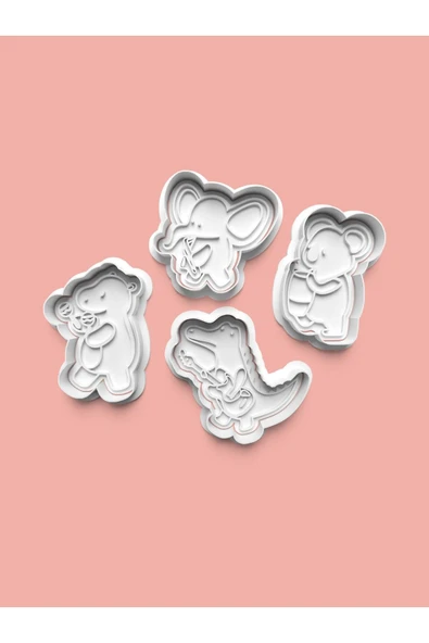 Enstrümanlı Hayvanlar Kurabiye Kalıbı Ve Şeker Hamuru Kalıbı 4'lü Set ürün görseli 1