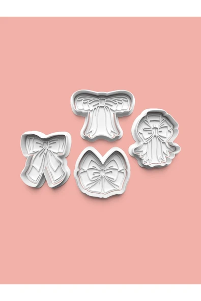 Kurdele Fiyonk Figürü Kurabiye Kalıbı Ve Şeker Hamuru Kalıbı 4'lü set ürün görseli