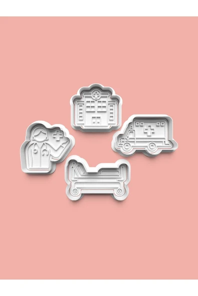 Hastane Kurabiye Kalıbı Ve Şeker Hamuru Kalıbı 4'lü Set ürün görseli