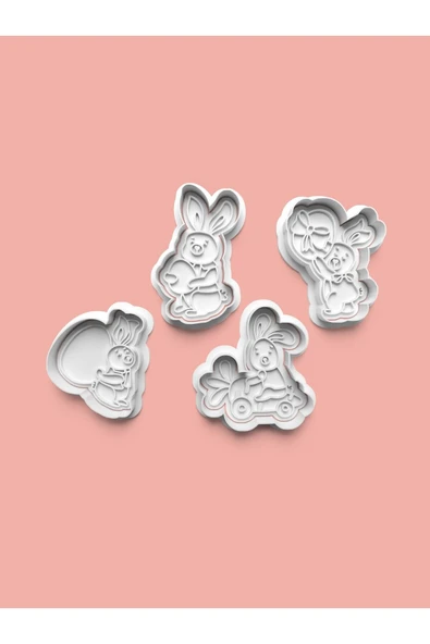 Tavşan Figürü Kurabiye Kalıbı Ve Şeker Hamuru Kalıbı 4'lü set ürün görseli