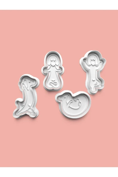 Dachshund Köpek Kurabiye Kalıbı Ve Şeker Hamuru Kalıbı 4'lü set ürün görseli