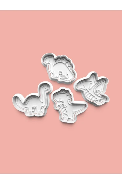 Dinozor Kurabiye Kalıbı Ve Şeker Hamuru Kalıbı 4'lü Set ürün görseli