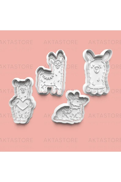 Alpaka Kurabiye Kalıbı Ve Şeker Hamuru Kalıbı 4'lü Set ürün görseli