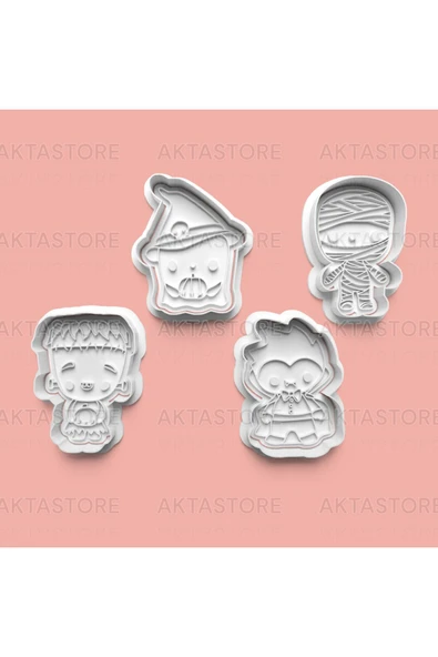 Küçük Canavarlar Kurabiye Kalıbı Ve Şeker Hamuru Kalıbı 4'lü Set ürün görseli