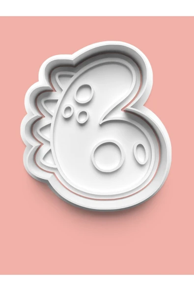 6 Numara Dinozor Figürlü Kurabiye Kalıbı Ve Şeker Hamuru Kalıbı - Altı Rakamı ürün görseli