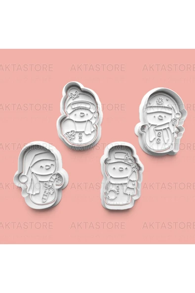 Kardan Adam Kurabiye Kalıbı Ve Şeker Hamuru Kalıbı 4'lü Set ürün görseli