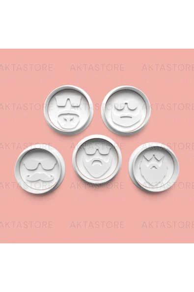 Sakal Figürlü Kurabiye Kalıbı Ve Şeker Hamuru Kalıbı 5'li Set ürün görseli